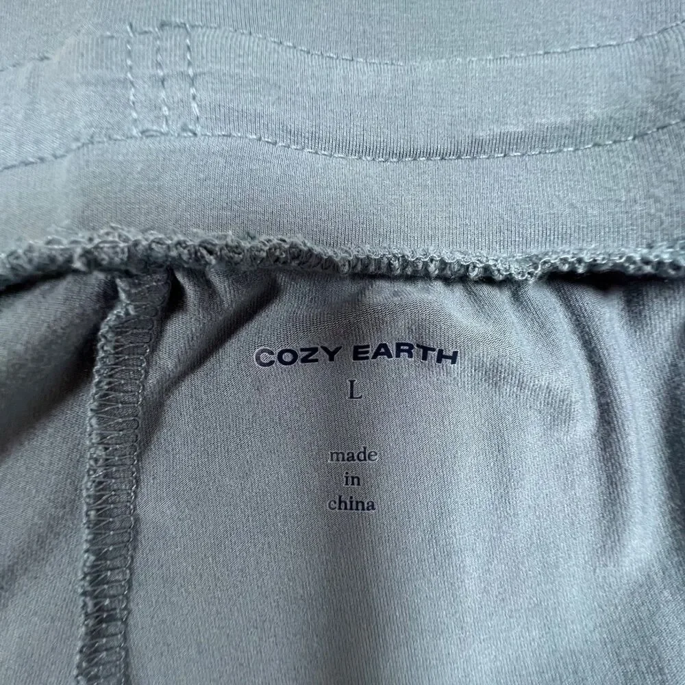 Cozy Earth Bamboo Teal Blue Pajama Lounge Pants Drawstring Men’s L Athleisure